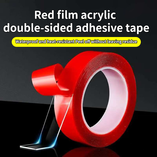 Doppelseitiges Acryl-Klebeband aus rotem Film, Breite: 6 mm, Länge: 3 m - Bild 1