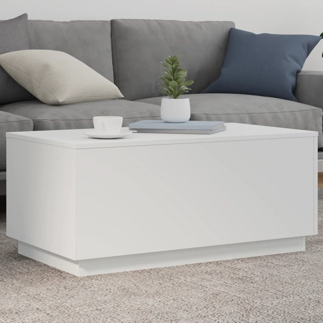 vidaXL Couchtisch mit LED-Leuchten in Weiß, modern und rechteckig, B/T/H: 90 x 50 x 40 cm - Bild 1