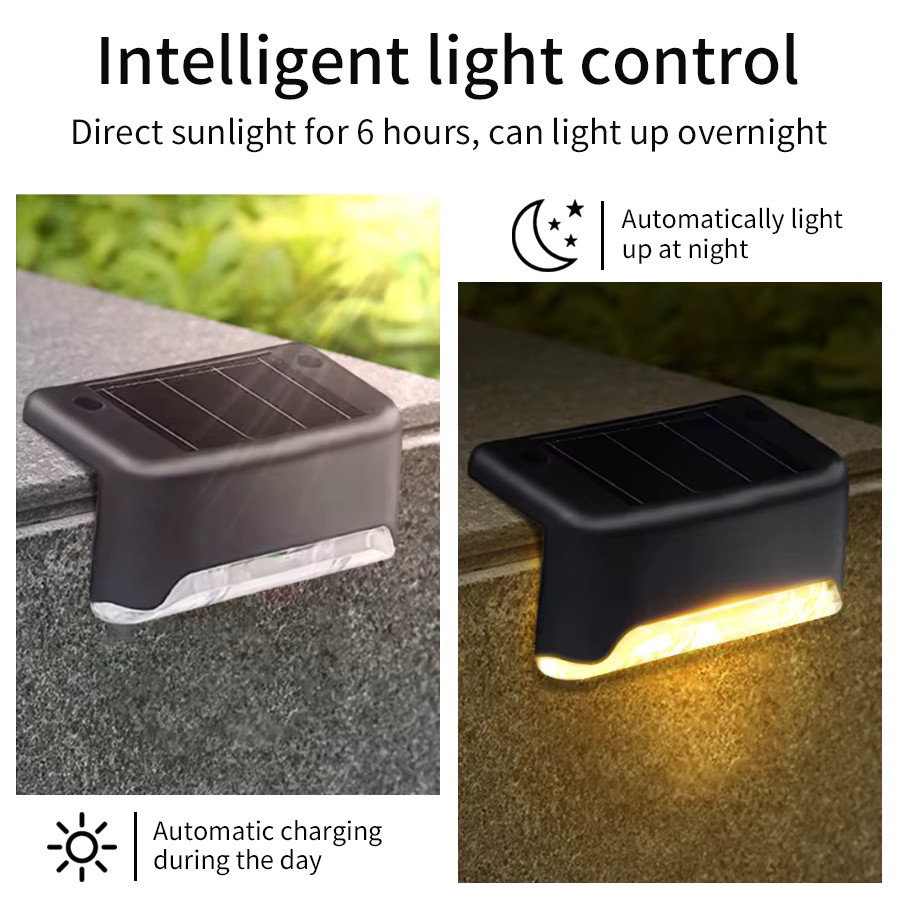 Aamasun LED-Solar-Treppenlicht in Schwarz mit warmweißem Licht für Garten, Terrasse und Innenhof - Bild 2
