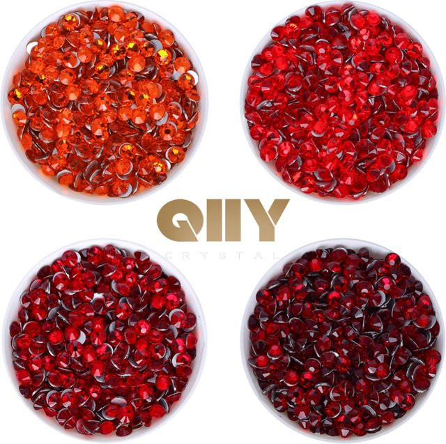QIIY Rote Serie Glas-Strasssteine, Kristall, rund, glänzend - Bild 1