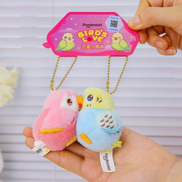 Papageien-Plüschtiere-Pärchen, 2-teiliges Set, 6 cm, ab 14 Jahren - Bild 1