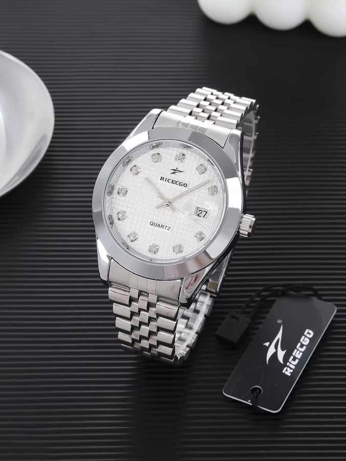 Ricecgo Armbanduhr, Quarz, Edelstahl, Grau, Kristall, Herren - Bild 2