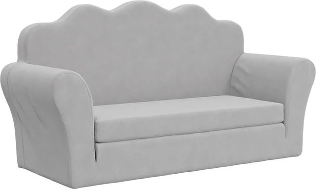 vidaXL Kinder-Schlafsofa 2-Sitzer aus weichem Plüsch in Hellgrau B/T/H: 94 x 48 x 34 cm - Bild 1