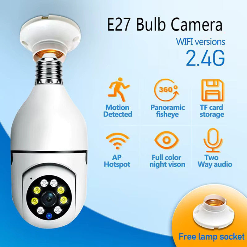 Kabellose WiFi-Sicherheitskamera mit E27-Fassung, 2 MP Mini-Glühbirne in Weiß mit 355 Grad Rotation, Zwei-Wege-Audio, Vollfarb-Nachtsicht und Bewegungserkennung für den Innenbereich - Bild 4
