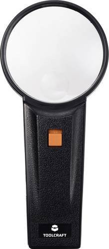 TOOLCRAFT Handlupe TO-10182534 mit LED-Beleuchtung in Schwarz, Vergrößerung 2x und 4x, Linsendurchmesser: 75 mm - Bild 1
