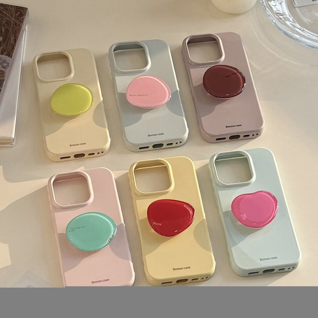 MUQGEW Handyhülle für iPhone 17 16 15 14 13 12 Pro Max mit faltbarem Kristall-Ständerhalter in Koreanischen Macaron-Farben, stoßfestes Softcover, Multicolour - Bild 1