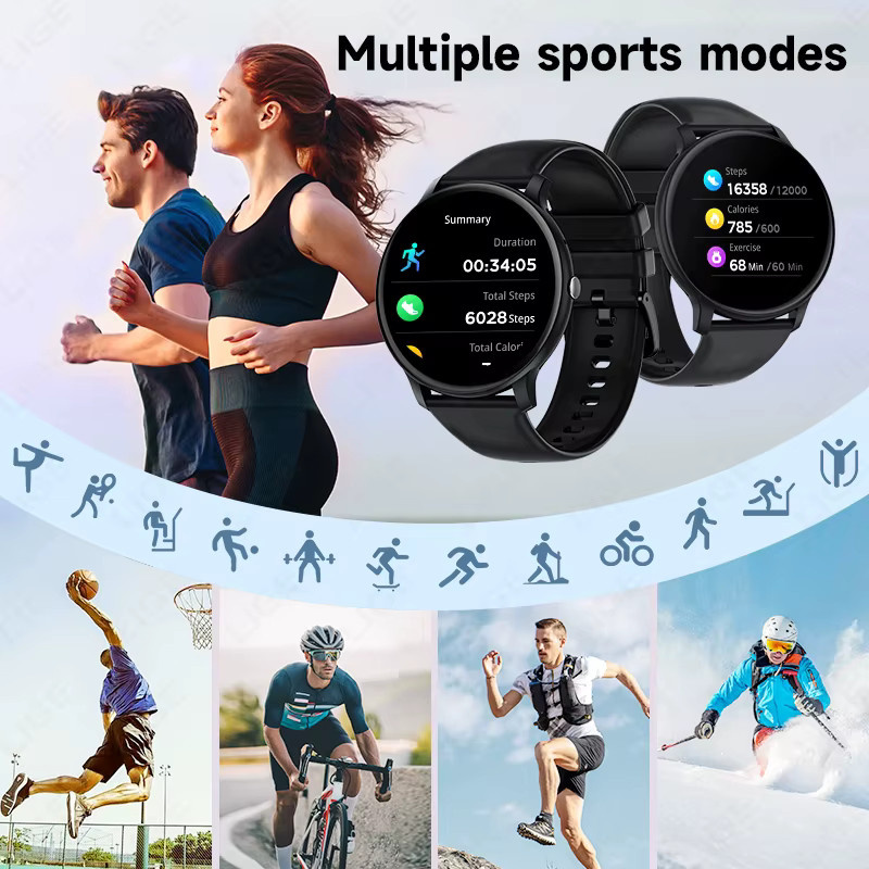 LIGE Smartwatch, Schwarz, Kunststoff, Silikon, Unisex - Bild 5
