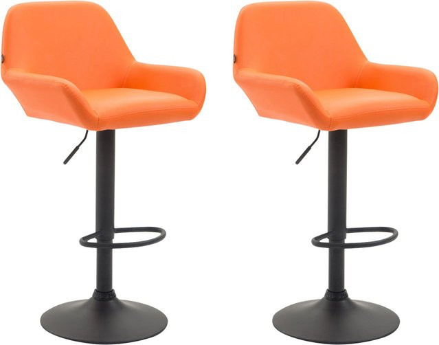 TPFLiving 2er Set Barhocker Bragnum mit schwarzem Gestell und orangefarbenem Kunstleder - Bild 1