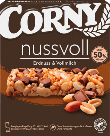 Corny nussvoll Erdnuss & Vollmilch Müsliriegel 4 x 24 g