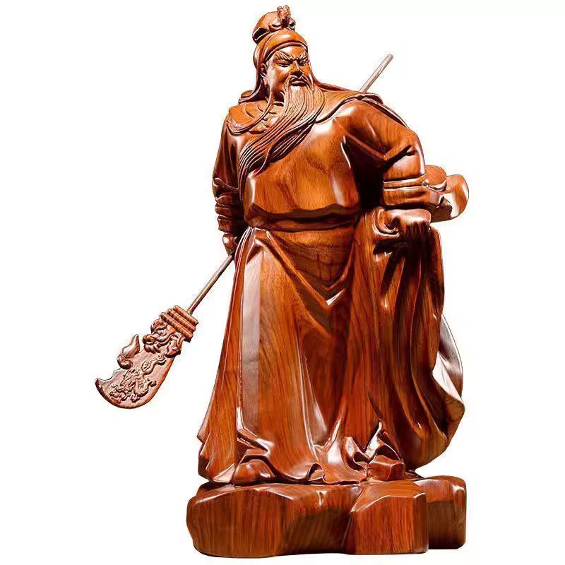 Guan Gong Statue aus Palisander in Braun als Feng Shui Dekoration für Altar, Büro oder Zuhause - Bild 2