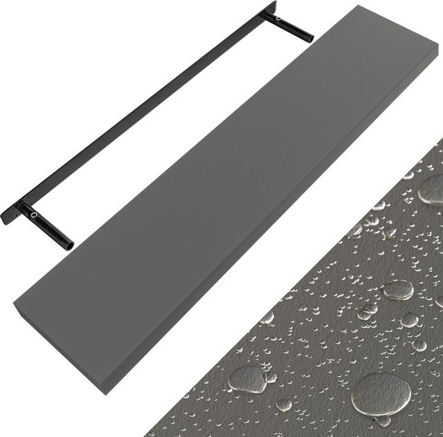 CASARIA Wandregal Schweberegal Grau aus MDF mit Halterung, Breite: 110 cm - Bild 1