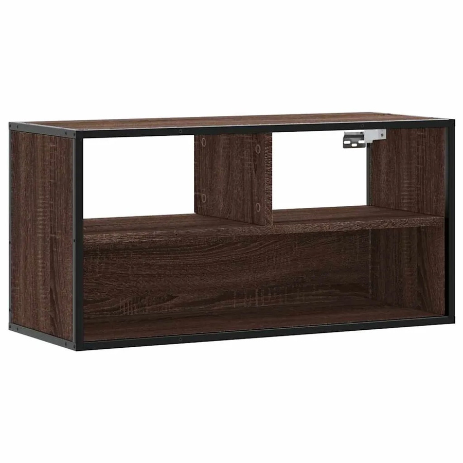 vidaXL TV-Schrank im Industrial Design aus Holz und Metall, Braun Eiche, B/T/H: 80 x 31 x 39,5 cm - Bild 2