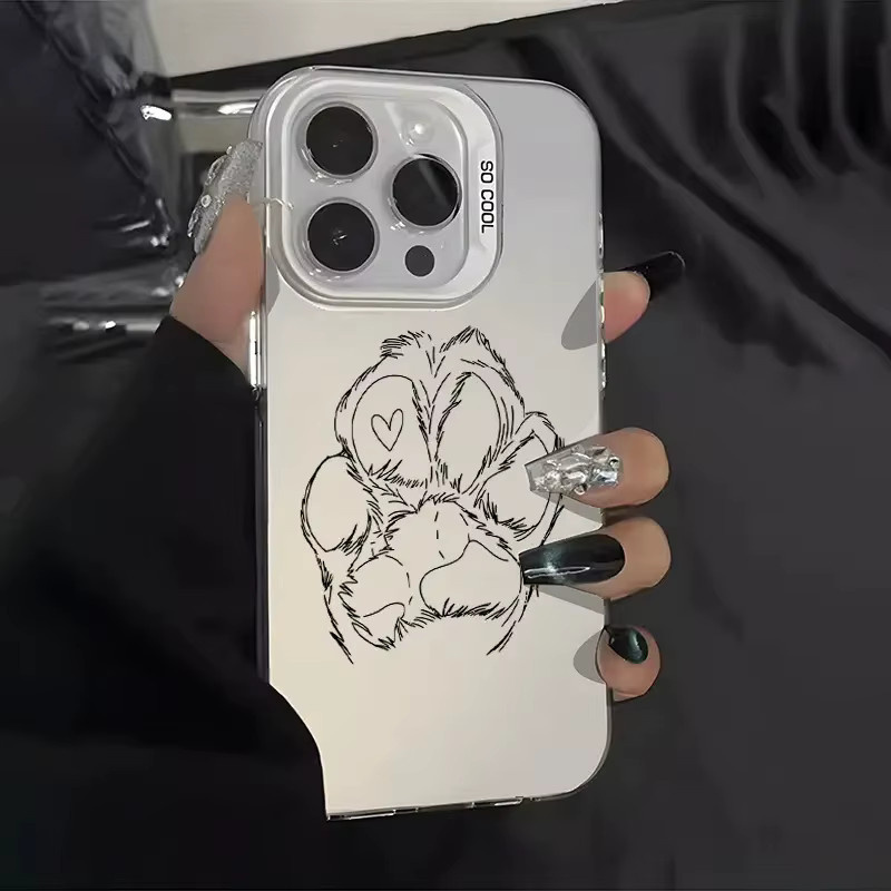 Stoßfeste Handyhülle mit Hundepfotenabdruck in Silber für iPhone 11 bis iPhone 17 Pro Max - Bild 3