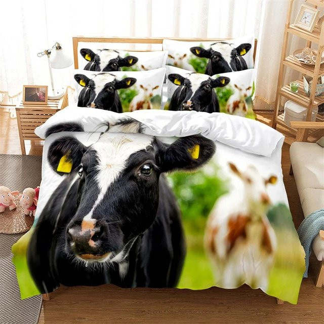 Kuh Bettwäsche Set mit Digitaldruck in Mehrfarbig, Queen Size, B/H: 200 x 230 cm - Bild 1