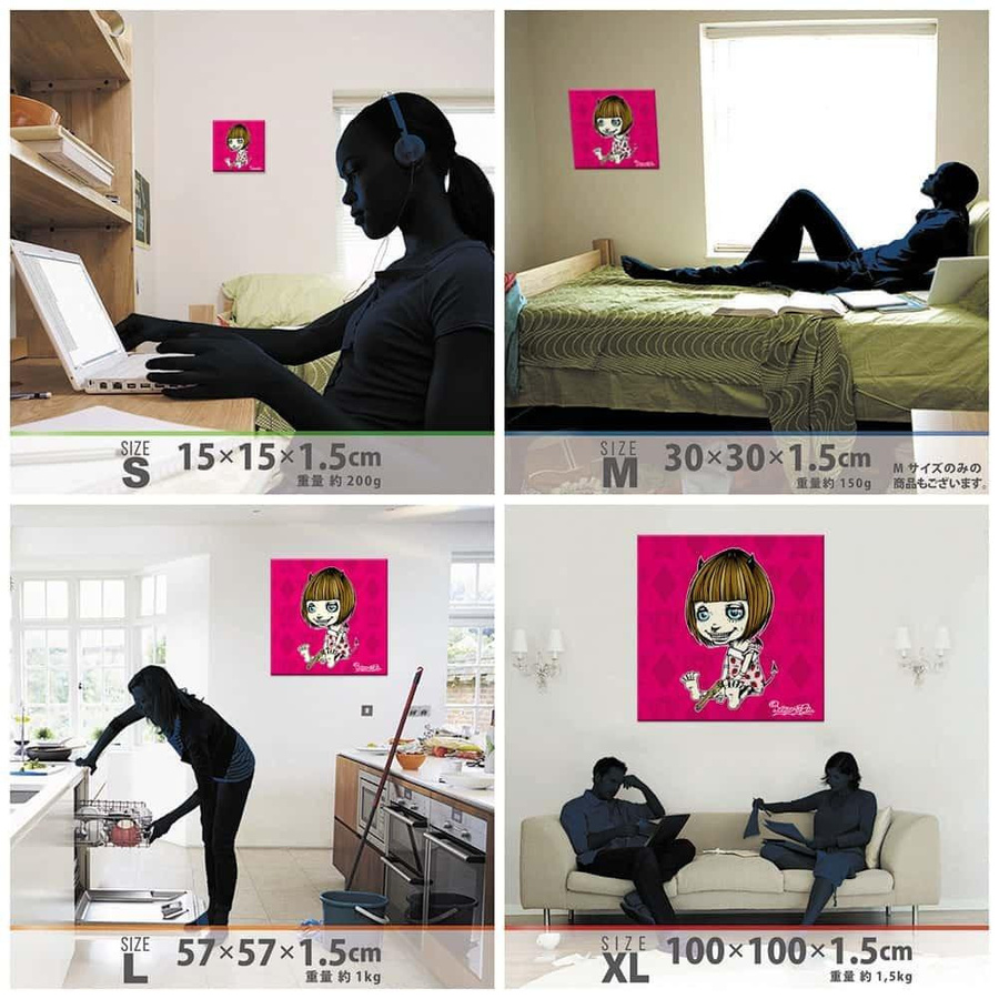ArtDeli Pop Punk Kunstpaneel Malleinwand mit Charakter-Illustration in Rosa, B/H: 57 x 57 cm - Bild 6