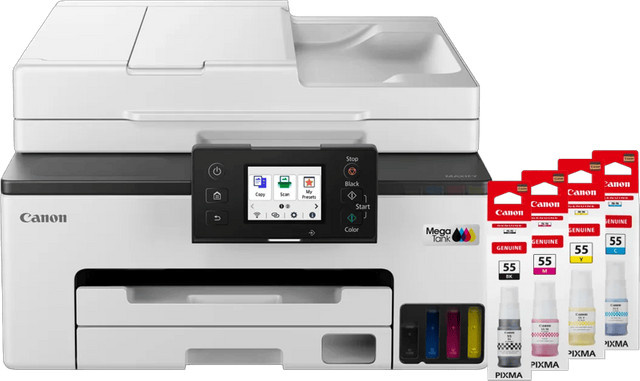 Canon MAXIFY GX2051 Inkjet-Multifunktionsdrucker in Weiß inklusive einem Satz Reserve-Tintenflaschen mit Wi-Fi, Drucken, Scannen, Kopieren und Faxen - Bild 1