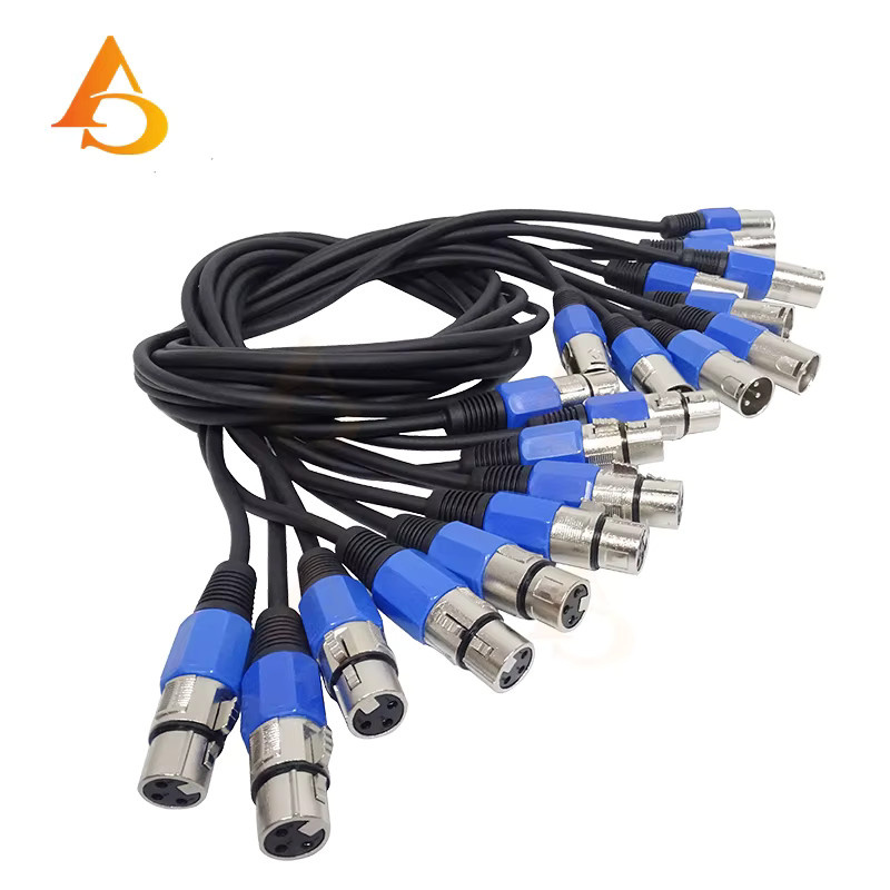 10er Set 3-Pin DMX Kabel für LED Par Bühnenlicht in Schwarz und Blau - Bild 2