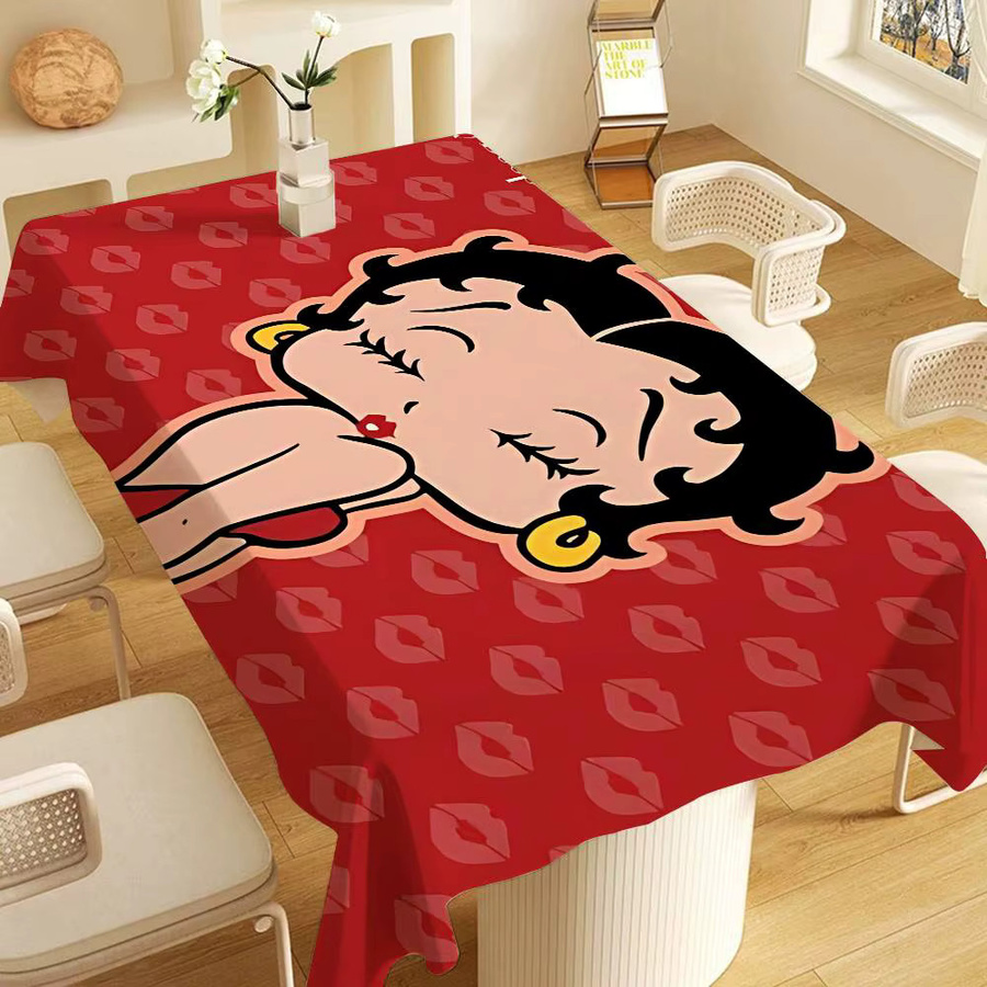 B-Bettys B-Boops Tischdecke aus Wachstuch in Rot, rechteckige und wasserabweisende Tischdecke mit grafischem Design - Bild 2