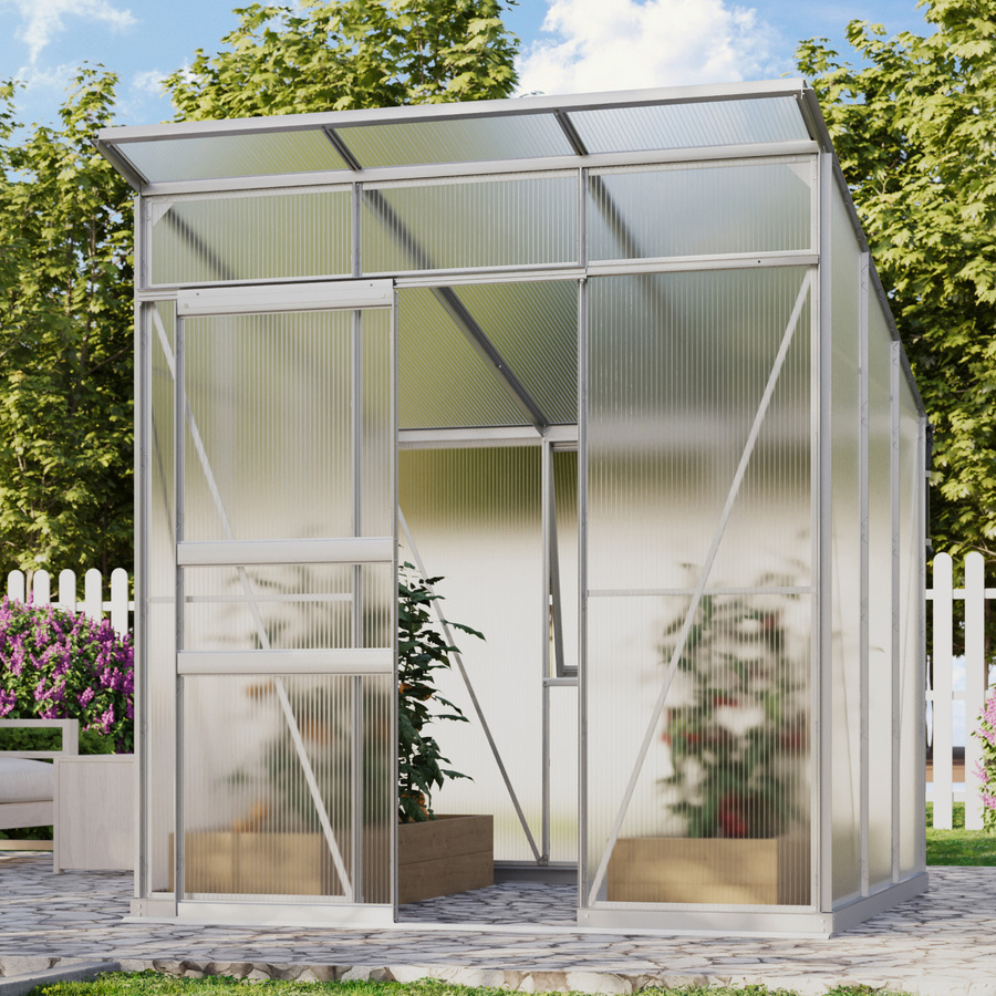 Vitavia Gewächshaus Fokus 4450 mit Stahlfundamentrahmen und Polycarbonat-Verglasung, Pultdach, 3,7 m² - Bild 2
