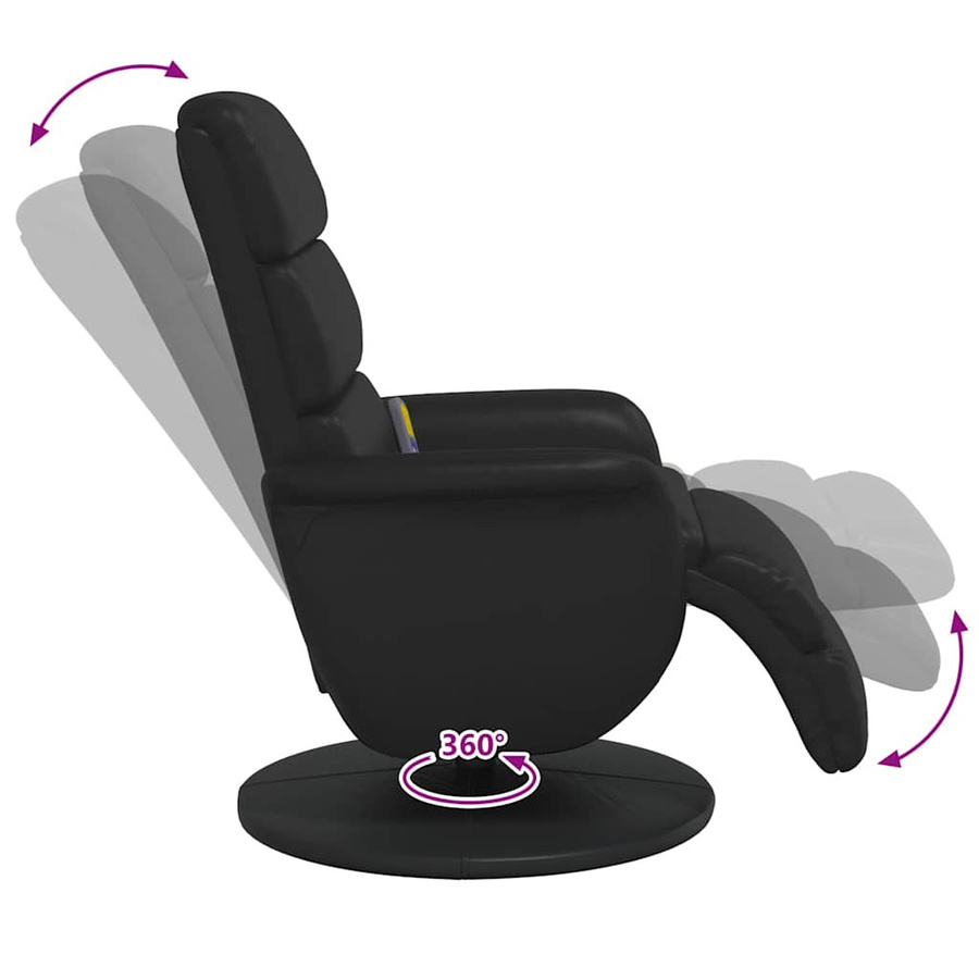 vidaXL Massagesessel Schwarz mit integriertem Fußteil aus Kunstleder und Schaumstoff - Bild 5