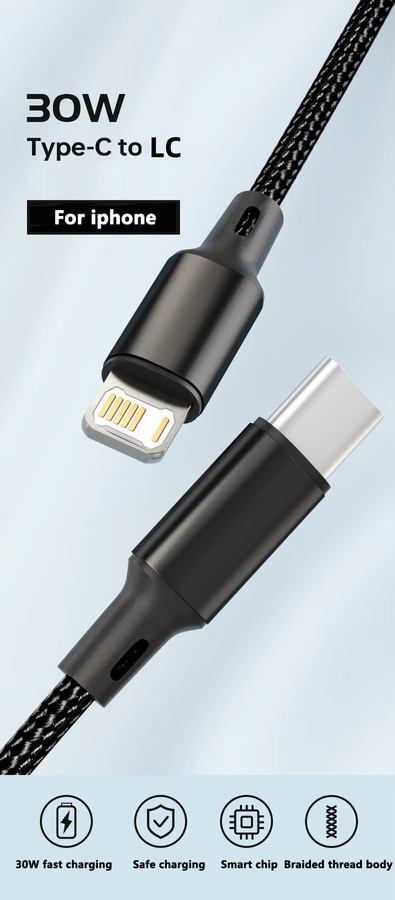 PD 30W USB-C Schnellladegerät für iPhone in Schwarz - Bild 2