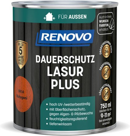 RENOVO Dauerschutzlasur PLUS Mahagoni 8414 Braun 750 ml - Bild 1
