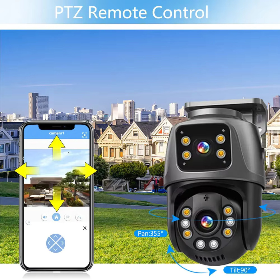 NINIVISION 4K 8MP HD PoE PTZ Outdoor IP Kamera mit Dual Objektiv, Dual Screen und KI Menschlicher Erkennung, iCSee CCTV Überwachung mit Audio und Video - Bild 6