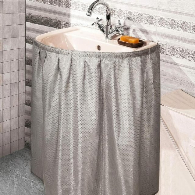 Waschbare Badezimmer-Spülbeckenschürze von Ruichengwh in Grau für den Waschtisch oder die Waschküche - Bild 1