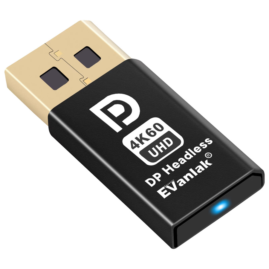 EVanlak DisplayPort Headless Ghost Display Emulator in Schwarz für 4K UHD 60Hz und 1080p 120Hz PC DP Dummy-Stecker - Bild 3