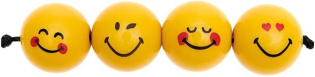 Rico Design SmileyWorld Perlen Expressions rund gelb, 16 mm, Unisex - Bild 1