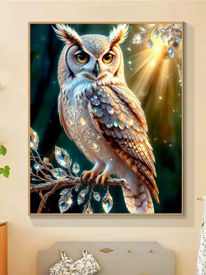 Potdemiel Diamant-Malerei-Set Niedliche Eule mit 5D Vollrund-Bohrern als DIY Kunst Stickerei Mosaik in Multicolour zur Wanddekoration - Bild 5