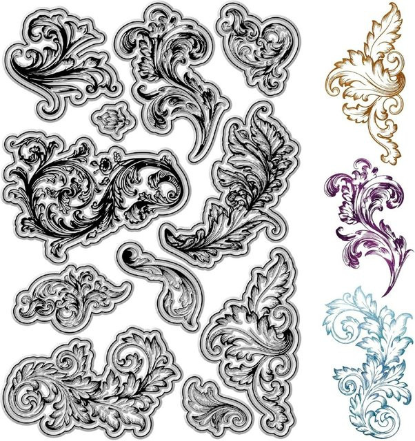 Transparente Gummistempel mit floralem Vintage-Blumenrand aus Silikon für Journaling und Kartenherstellung - Bild 1