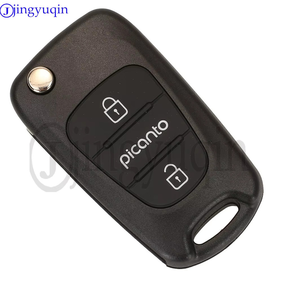 Jingyuqin Klappschlüssel-Fernbedienung für Kia Picanto 2011–2015 mit 3 Tasten, 433 MHz FSK, ID46 Chip, Farbe: Schwarz - Bild 3