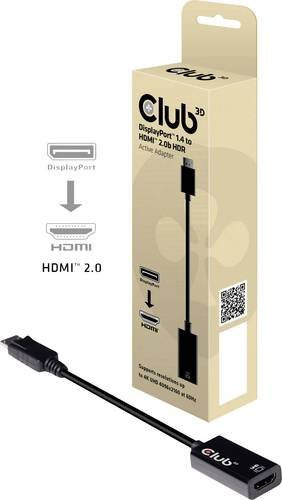Club 3D Video- und Audio-Adapter DisplayPort auf HDMI in Schwarz mit 4K Unterstützung - Bild 1