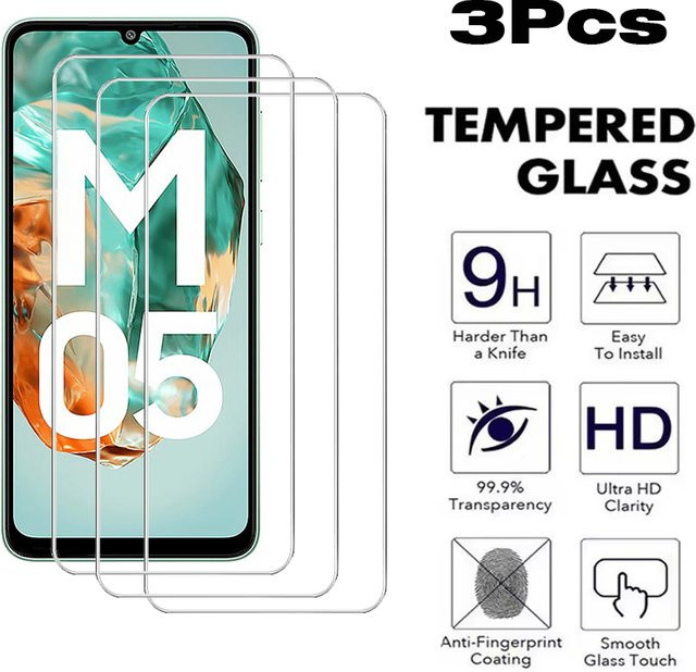3er-Set gehärtetes Glas Screen Protector für Samsung Galaxy M13 M14 M15 M16 M32 M33 M35 M52 M53 M54 M55 M55S 5G M05 M12 M22 M23 in Transparent - Bild 1