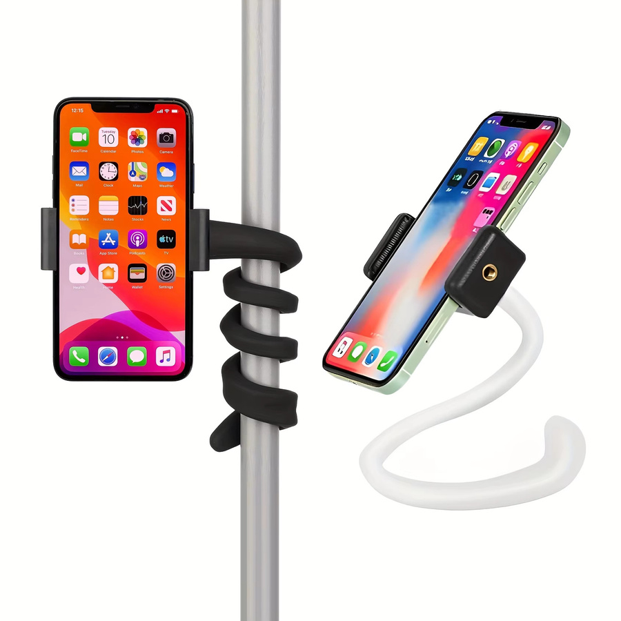 Universelle flexible Schwanenhals-Telefonhalterung in Schwarz als verstellbarer Ständer für Auto, Schreibtisch, Bett und Kinderwagen - Bild 4