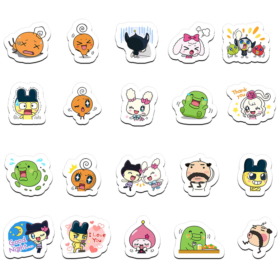 40 Stück PersonaliToys Tamagotchi Cartoon Graffiti Aufkleber aus wasserfestem PVC in Multicolor zur DIY Dekoration - Bild 3