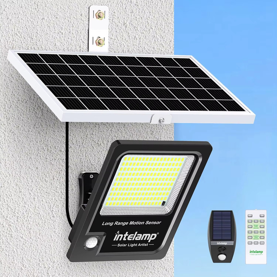 intelamp Solarleuchte für den Außenbereich mit 20000 mAh, 3000 lm und Bewegungsmelder, wasserdicht, Schwarz - Bild 5