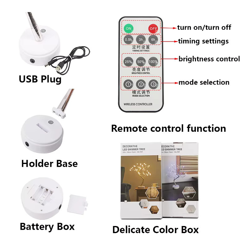 Topdii LED Nachtlicht in Form eines Baumes, USB- und batteriebetrieben, warmweiß, Farbe: Weiß - Bild 2