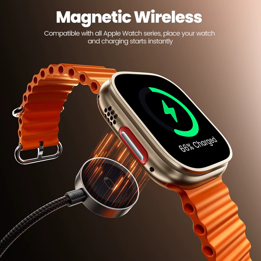 Toocki 3-in-1 USB-C-auf-C-auf-Lightning-Ladekabel mit Uhrenladegerät für iWatch, 100W Schnellladefunktion für iPhone 15, 16, 17 Pro, Schwarz oder Grau - Bild 5