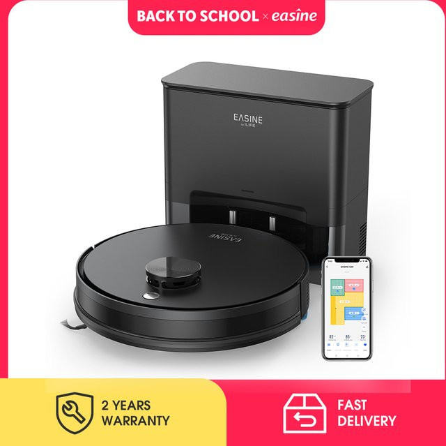 ILIFE EASINE BY ILIFE S20 Saug- und Wischroboter mit Selbstentleerungsstation, 5000 Pa Saugleistung, App-Steuerung, Schwarz - Bild 1