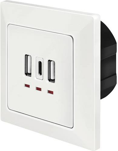 LogiLink Unterputz-Steckdose mit USB-A Ladeausgang in Weiß - Bild 1
