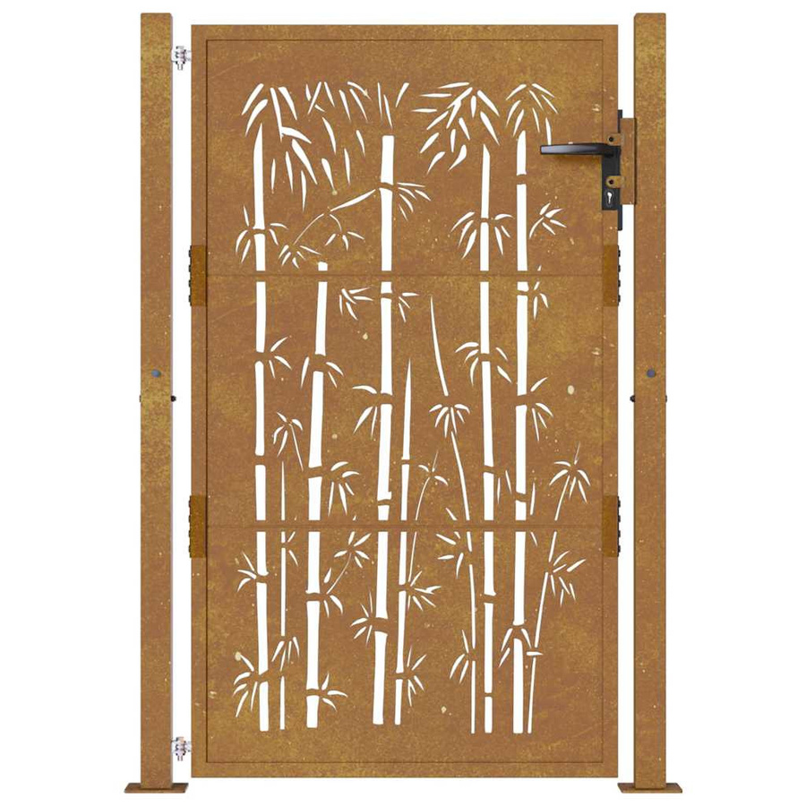 Vidaxl Gartentor aus Cortenstahl mit Bambusmotiv in Braun, B/H: 105 x 130 cm - Bild 3