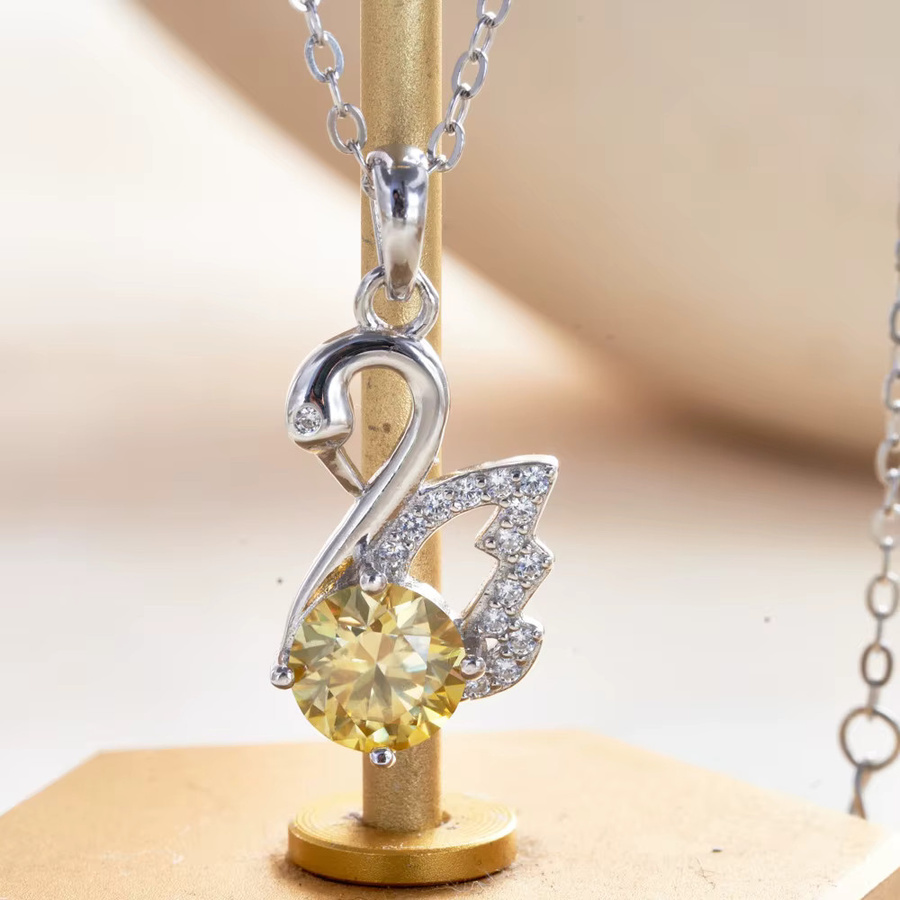 Joiashome Halskette mit Schwan Anhänger, 925 Silber, Moissanite, Damen - Bild 2