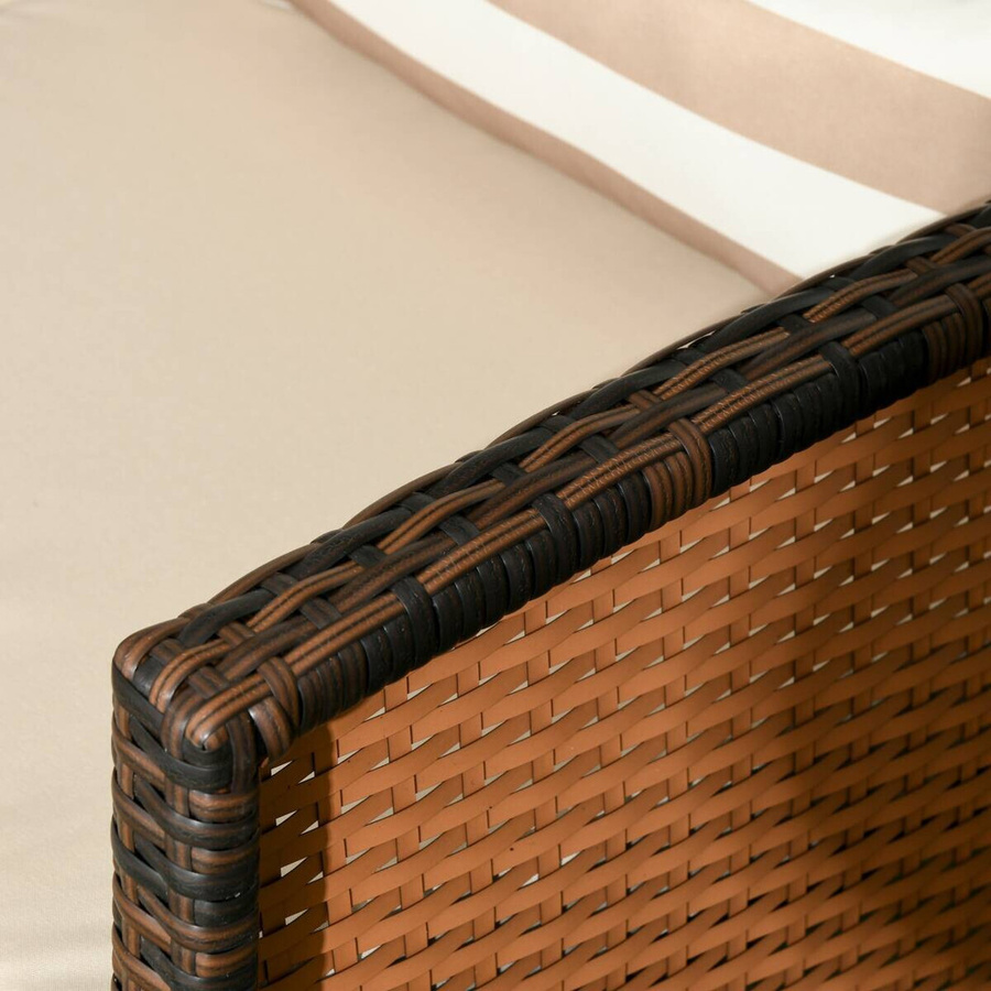 Outsunny Garten-Dreisitzer Rattan Sofa mit Kissen in Braun, Stahlgestell und PE-Rattan, B: 173 cm, T: 68 cm, H: 78 cm - Bild 6