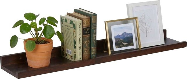 Relaxdays Wandregal aus Walnussholz in Braun, Breite: 100 cm, Tiefe: 15 cm, Höhe: 5 cm - Bild 1