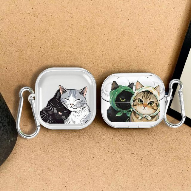 Transparente Kopfhörerhülle mit süßem Katzenmotiv für Samsung Galaxy Buds 2, 3 Pro, 4 Pro, 3 FE und Live - Bild 1