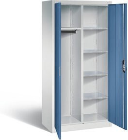 C+P Akten- und Garderobenschrank Acurado mit Schloss, Front Fernblau und Korpus Lichtgrau, H x B x T: 195 x 93 x 50 cm - Bild 1