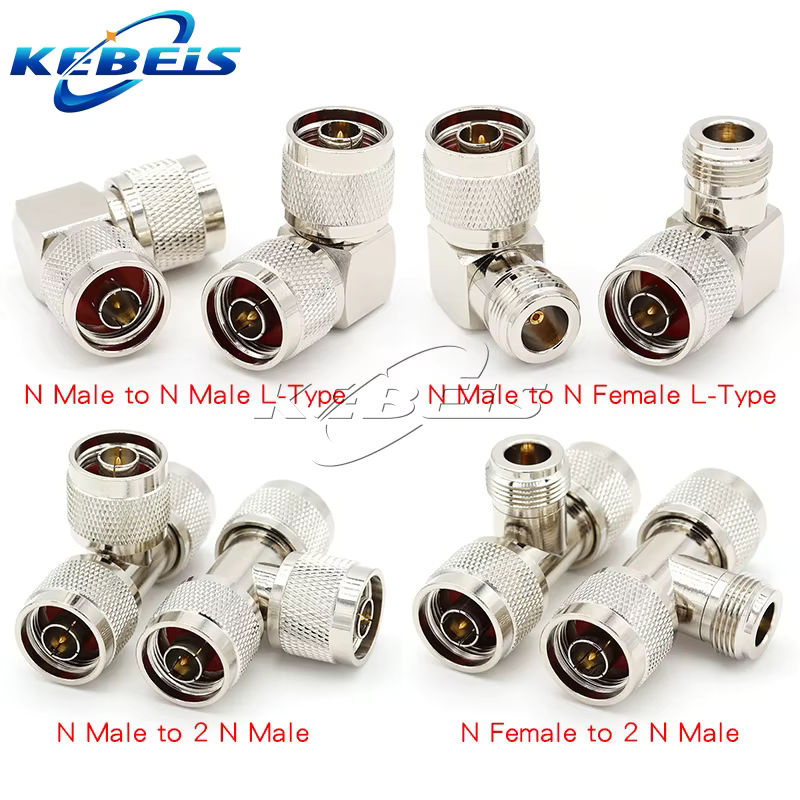 KEBEIS N-Typ auf N-Stecker 3-Wege-Verteiler T-Typ RF-Koaxialadapter 90-Grad-Winkel Flansch in Silber - Bild 6