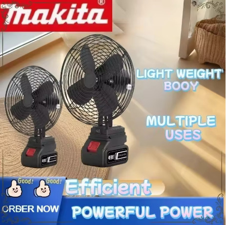 Makita Akku-Campingventilator aus Metall, kabellos und tragbar, Farbe Schwarz - Bild 1